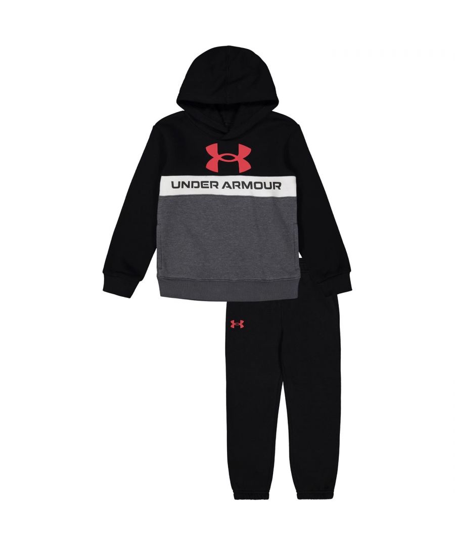 Under Armour Hoodie and Jogging Bottoms Set Infants - Let your little one spend the day in comfort with this Under Armour hoodie and jogging bottoms set which benefits from being crafted with a soft cotton rich fabric, while the bottoms have an elasticated waist to deliver a snug fit and the pockets are perfect for allowing your little one to store their daily essentials. > Length: Regular > Fabric: Cotton > Fit Type: Regular Fit > Lining: Fleece > Fastenings: Pull Over > Care Instructions: Machine Washable, Follow Care Instructions > Style: Tracksuits