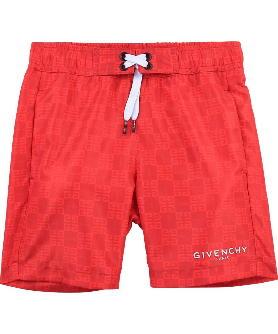 Givenchy Boys Logo Swim Shorts Red