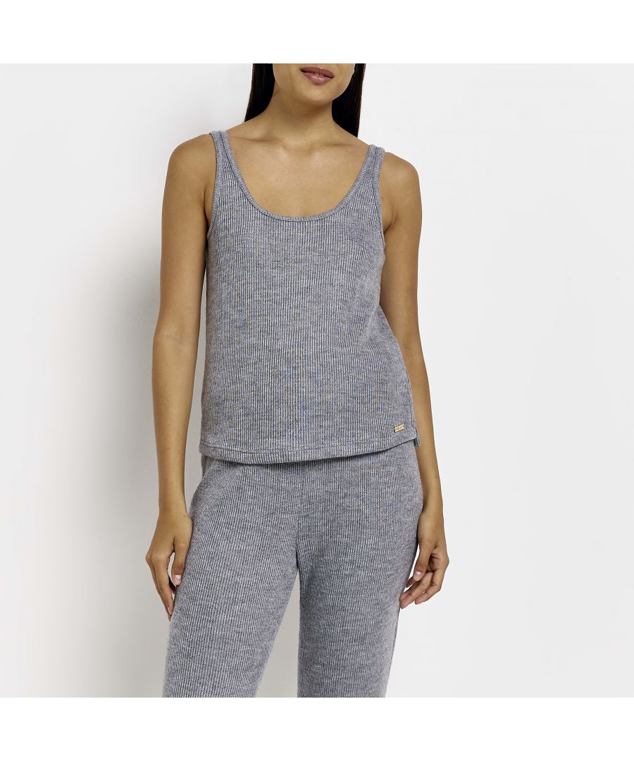 > Brand: River Island> Department: Women> Colour: Grey> Type: Tank> Size Type: Regular> Material Composition: 80% Polyester 20% Viscose> Material: Polyester> Pattern: No Pattern> Occasion: Casual> Season: AW22> Sleeve Length: Sleeveless> Neckline: Scoop Neck