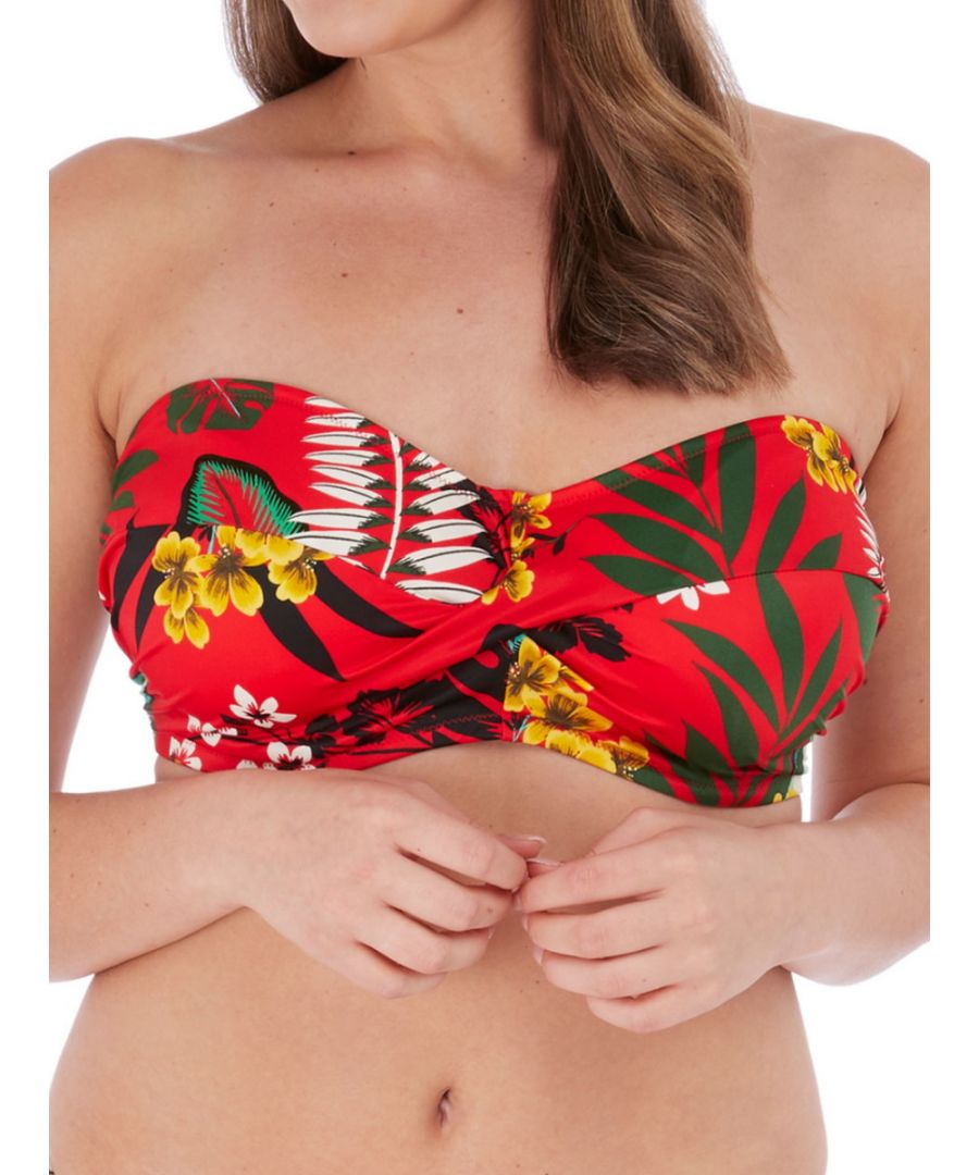 Fantasie Womens Vilamoura Bandeau Bikini Top - Red Nylon - Size 32DD