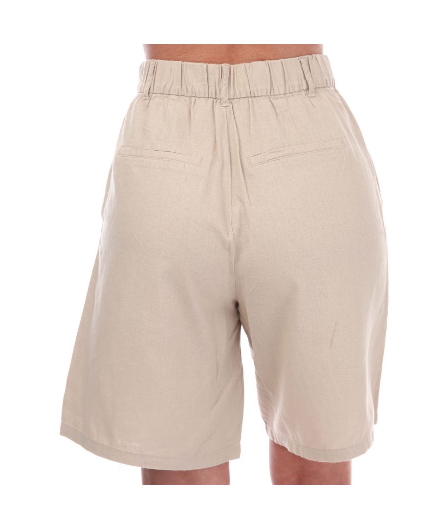 only womenss caro high waist linen shorts in tan - cream - size 6 uk