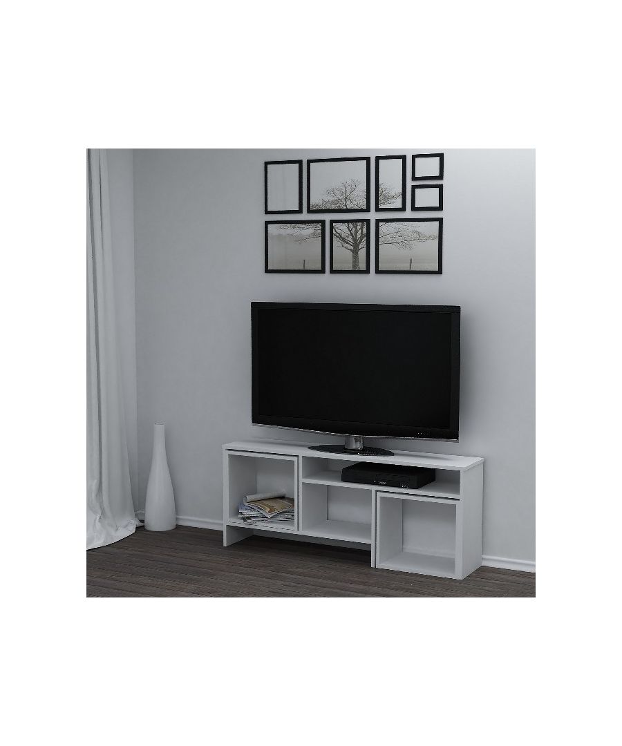 This stylish and functional TV cabinet is the perfect solution for television and all digital devices. Suitable for tidying up accessories. Thanks to its design it is ideal for the living area. Mounting kit included, easy to clean and easy to assemble. Color: White | Product Dimensions: W141xD29,5xH57cm | Material: Melamine Chipboard | Product Weight: 30 Kg | Supported Weight: 20 Kg Total, 5 Kg for Cofee Table | Packaging Weight: 31 Kg | Number of Boxes: 1 | Packaging Dimensions: 147,8x33,5x13,6 cm.