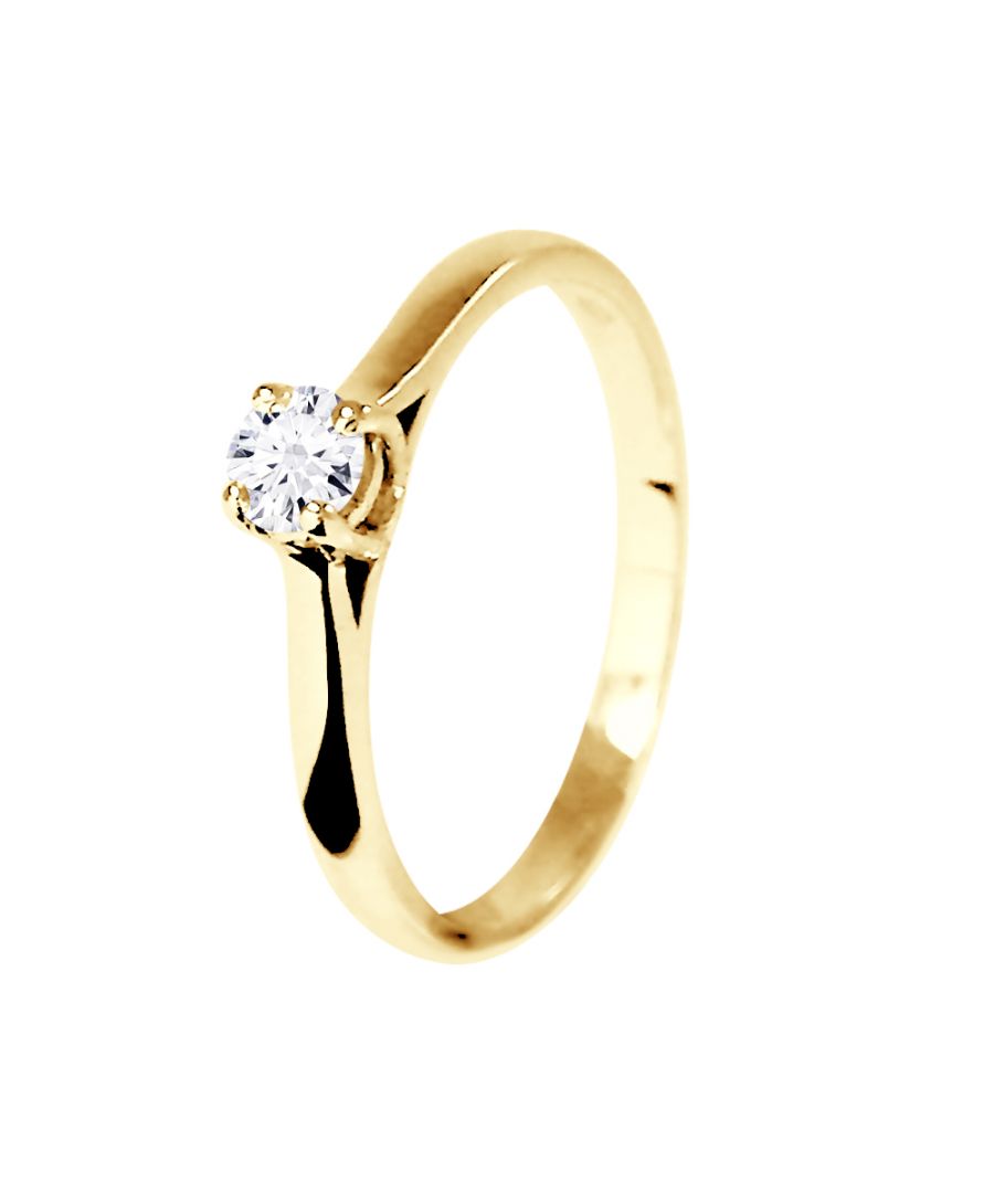 Ring Solitaire Diamonds 0,20 Cts (1 x 0,20 CTS) - Quality HSi (Color H - Quality Si1) - Grootte Glossy - Serti 4 Claws - verkrijgbaar van maat 48 tot maat 60 - Yellow Gold 750 duizendsten (18k) - 2 jaar garantie tegen fabricage gebreken - wordt geleverd in de doos met een certificaat van echtheid en een Internationale Garantie - Al onze juwelen zijn gemaakt in Frankrijk.