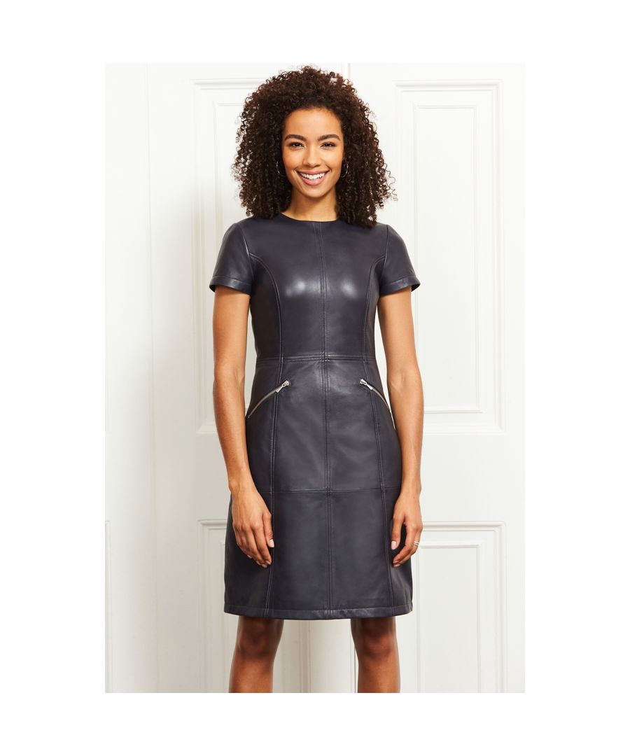 REASONS TO BUY: Designed to wear foreverMade from our signature butter-soft premium leatherClever body-contouring panelsCool zip pocket detailChic - and versatile - charcoal shadeDress it up with heels or down with trainers