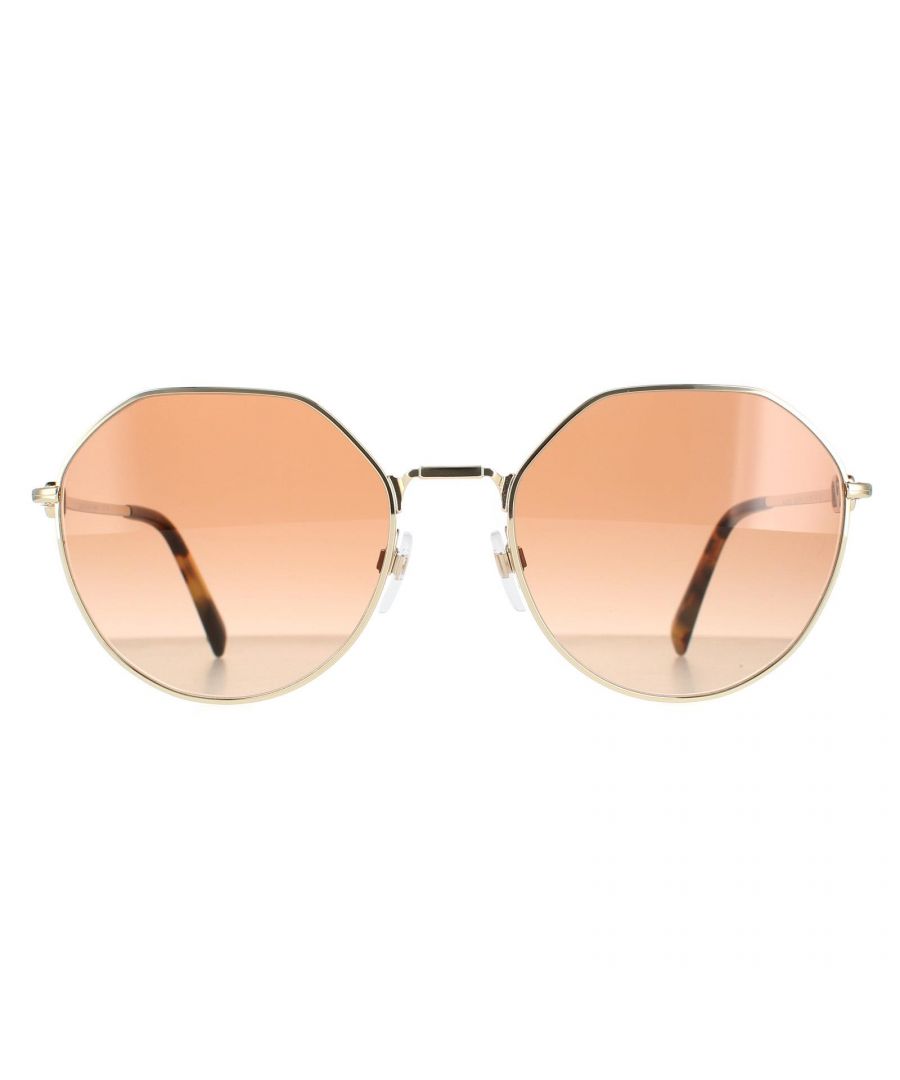 Valentino Round Womens Pale Gold Brown Gradient VA2043 Sunglasses VA2043 are a sleek round style crafted from lightweight metal. The adjustible nose pads plastic temple tips and removable chain accessory allows for all day comfortable fit. Valentino's emblem features on the slender temples for brand recognition.
