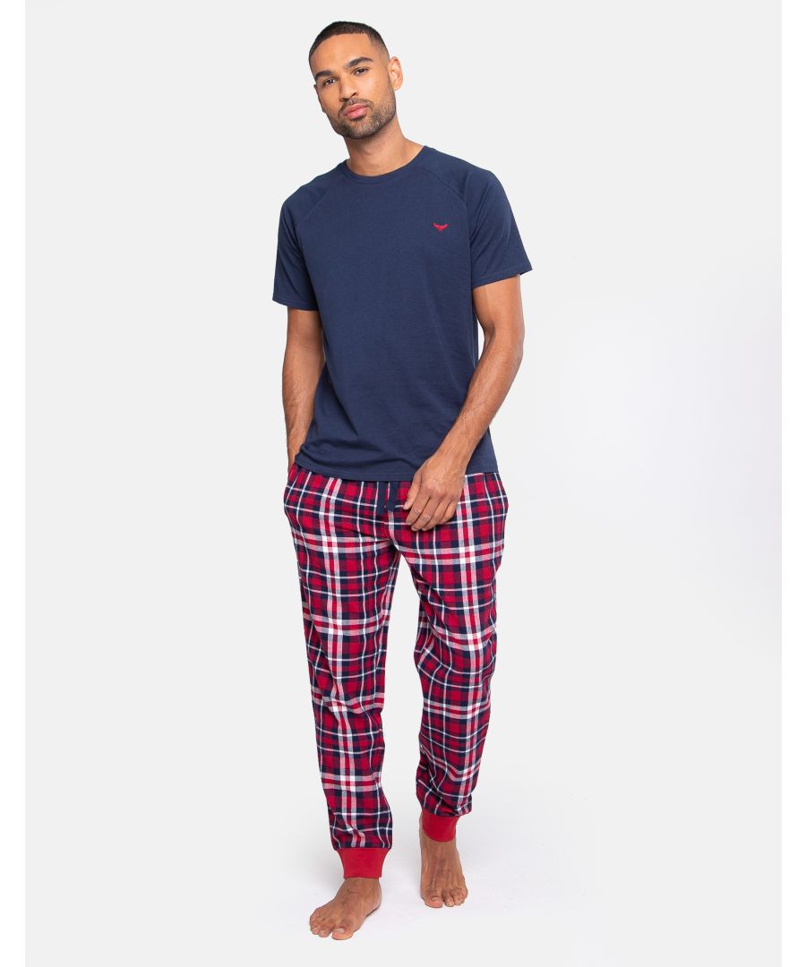 This cotton loungewear set from Threadbare has a short sleeve top and check flannel bottoms. This set is super comfortable and perfect for lounging at home or bedtime.