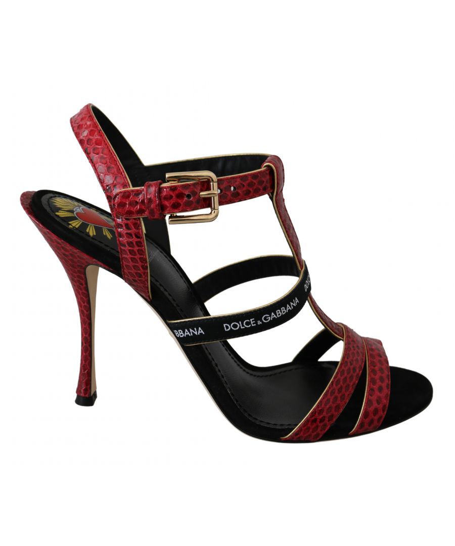 Image for Dolce & Gabbana Red Ayers Leather Heels Sandals Shoes