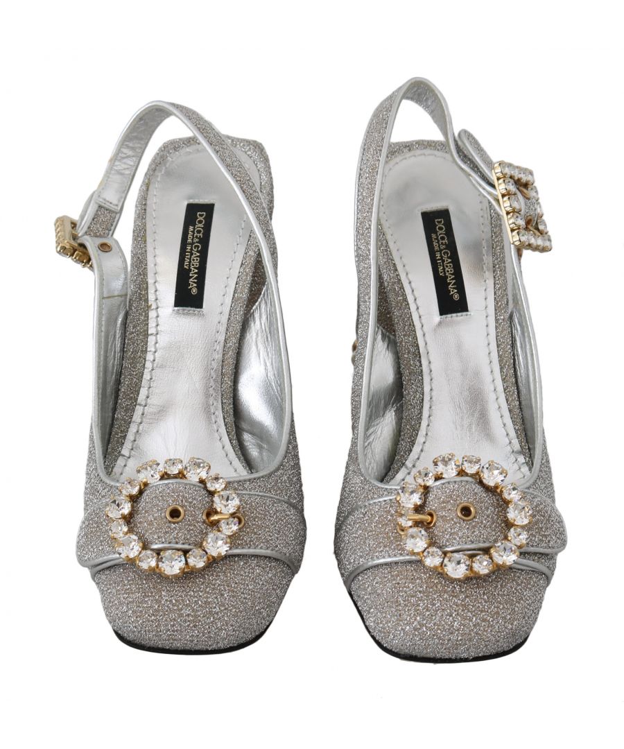 DOLCE & ; GABBANA Superbes chaussures neuves avec étiquettes, 100% authentiques Dolce & ; Gabbana Modèle : Sandales à bride cheville escarpins Matériau : Synthétique à l'extérieur, cuir à l'intérieur Couleur : Argent doré brillant Cristaux clairs, perles Semelle en cuir Détails du logo Fabriqué en Italie