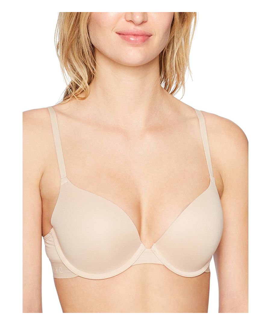 DKNY Classic Cotton Custom Lift Bra.  This gorgeous T-Shirt bra sits perfectly under your everyday tight clothing.  Underwired plunge cups have graduated padding, boosting your cleavage.  The seamless cups are smooth and will provide all day comfort!   An everyday essential in your favourite lingerie collections!