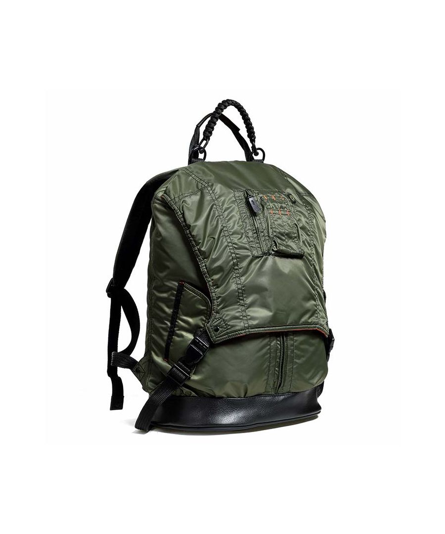 A Limited Edition collaboration between OID and London's streetwear originator 'dp', daniel poole, this is the iconic MA1 flight jacket reconstructed into a innovative backpack.\n\nUniquely retaining the classic MA1 features, including a rib collar, pilot pocket and a safety orange liner.\n\nThe internal padded laptop sleeve will comfortably hold your 15-inch MacBook Pro. The Impact Protection System in the base of the bag ensures you can put your bag down without worrying about knocks.\n\nAdditional padded interior pockets will protect your other tech. External 