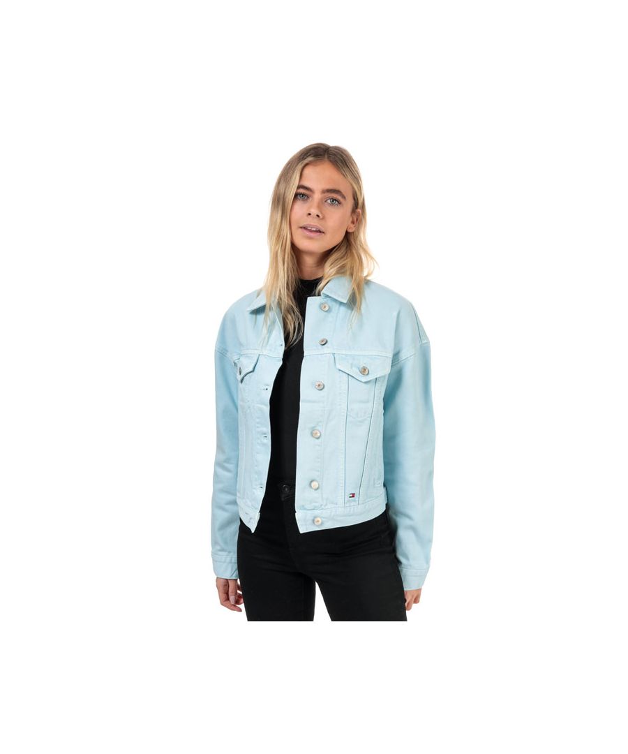 Tommy Hilfiger Womenss 90s Girlfiriend Trucker Jacket in Blue Cotton - Size 8
