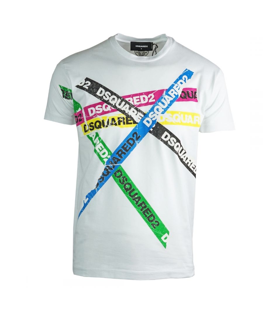 Image for Dsquared2 Multicolour Tape Cool Fit White T-Shirt