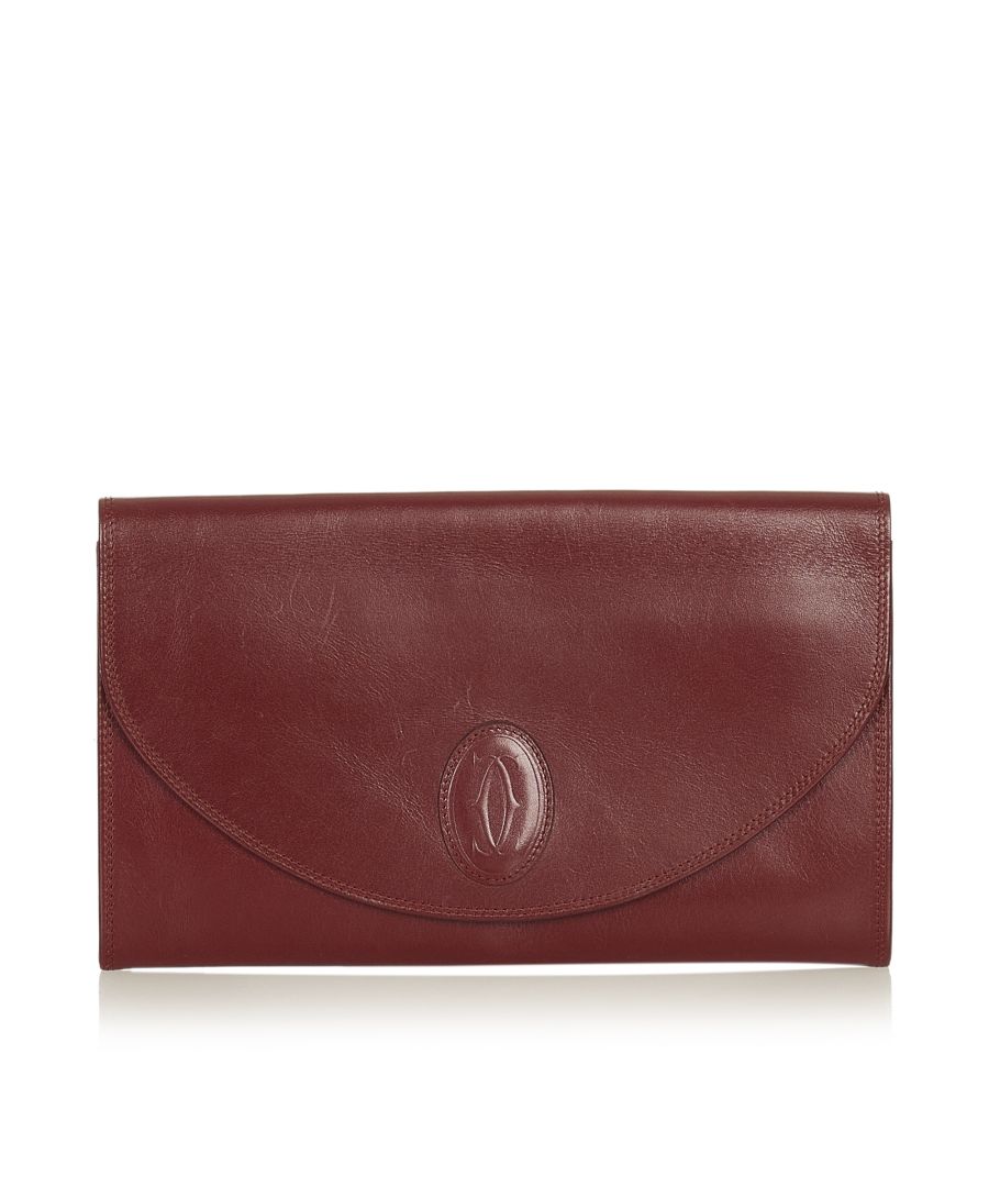 Image for Vintage Cartier Must de Cartier Leather Clutch Bag Red