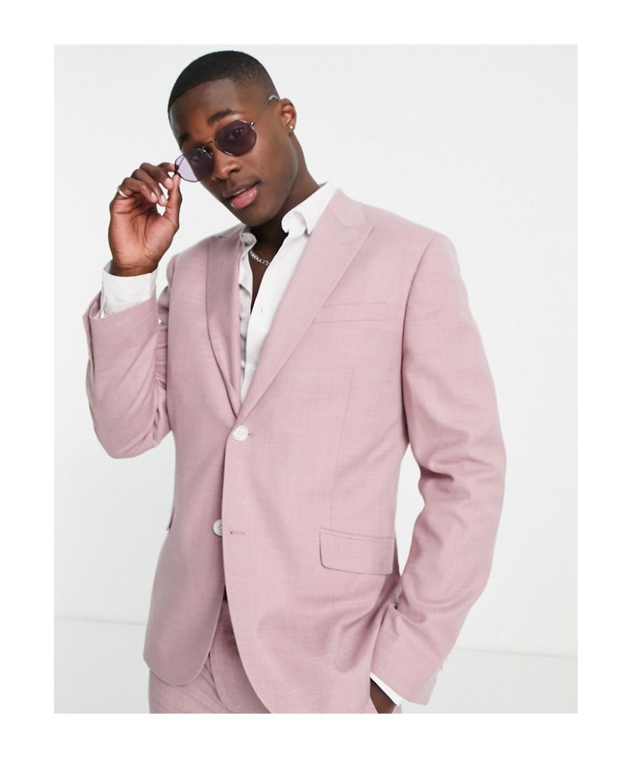 topman mens single breasted slim wedding suit jacket in pink - size 38r