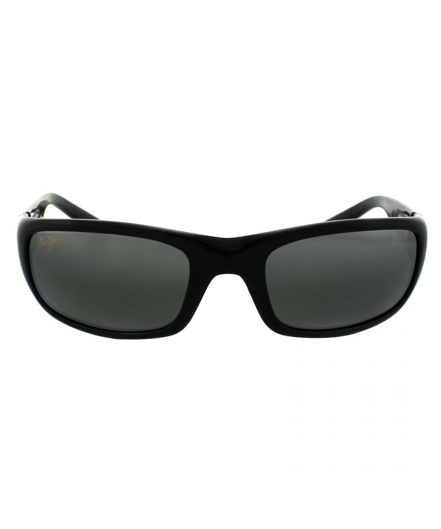 Maui Jim Wrap Mens Gloss Black Grey Polarized Sunglasses - One Size