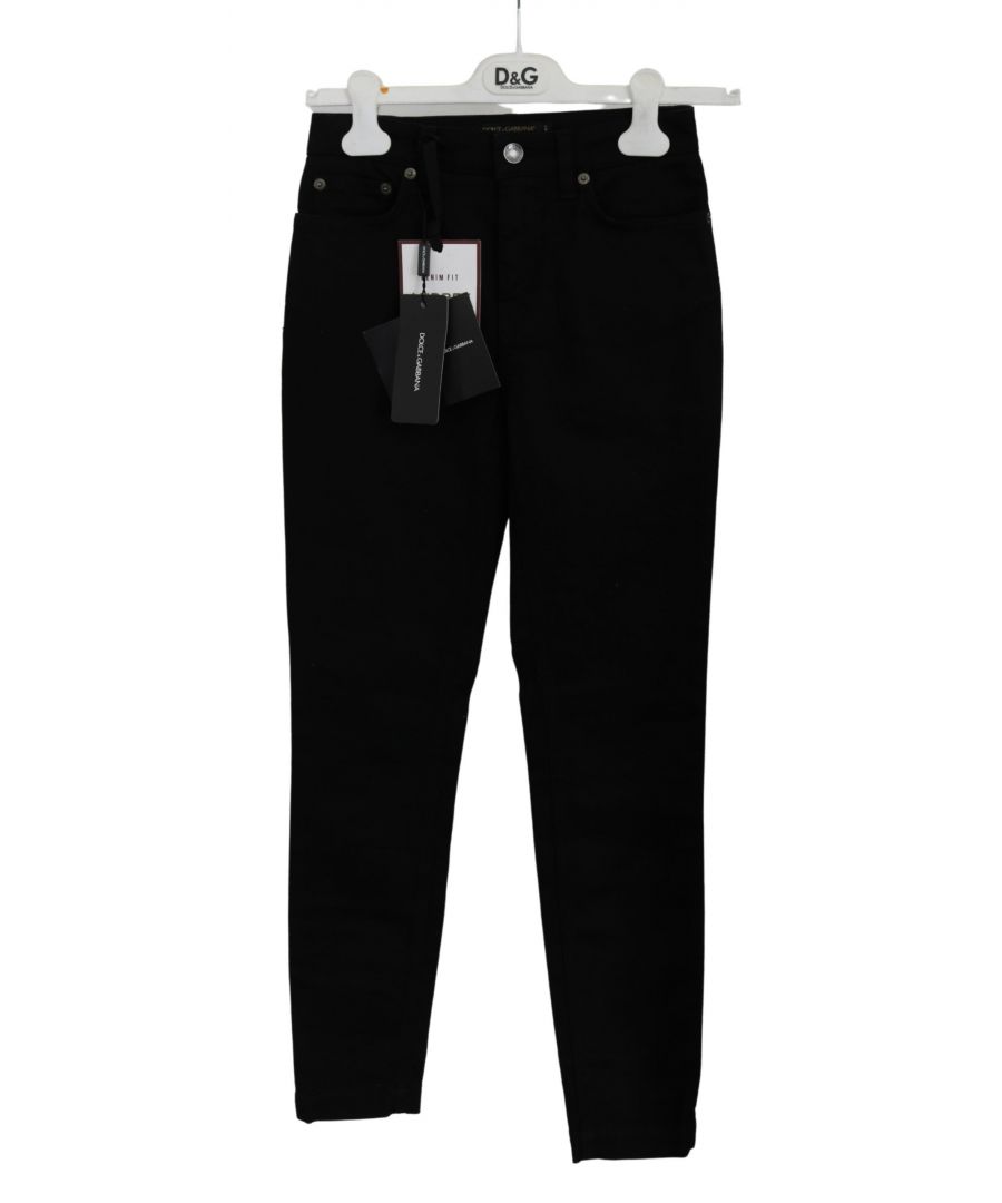 DOLCE & GABBANA Schitterende gloednieuw met tags, 100% Authentieke Dolce & Gabbana Jeans. Model: Low Waist Skinny Jeans Pasvorm: Regular Kleur: Zwart Ritssluiting Logo details Made in Italy Materiaal: 98% Katoen 2% Elastaan (stretch)