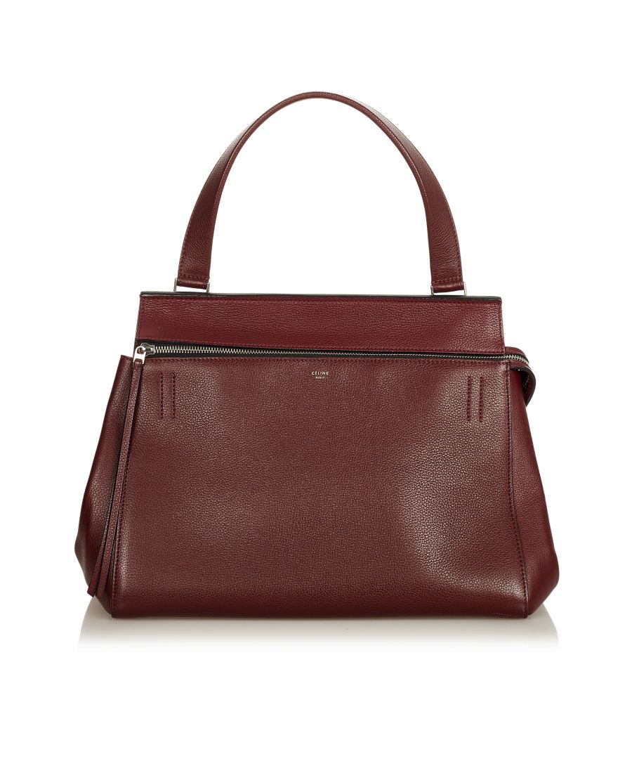 Image for Vintage Celine Medium Edge Leather Handbag Red