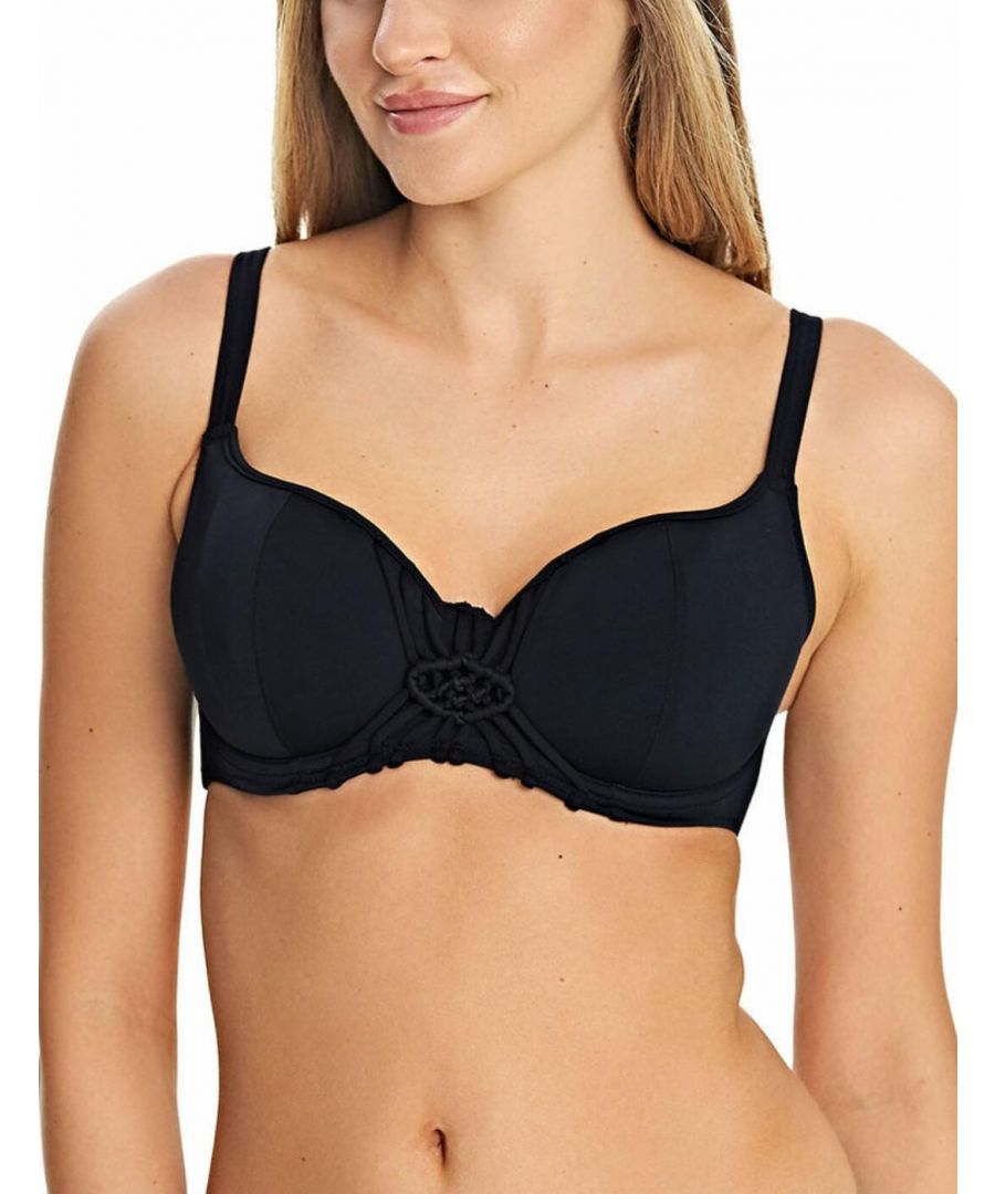 Freya Womens Macrame Balcony Bikini Top - Black Polyamide - Size 32D