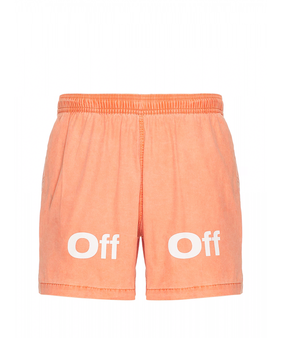 Off-White Mens Bounce Off Sunset Swimshorts in Orange - Size Medium