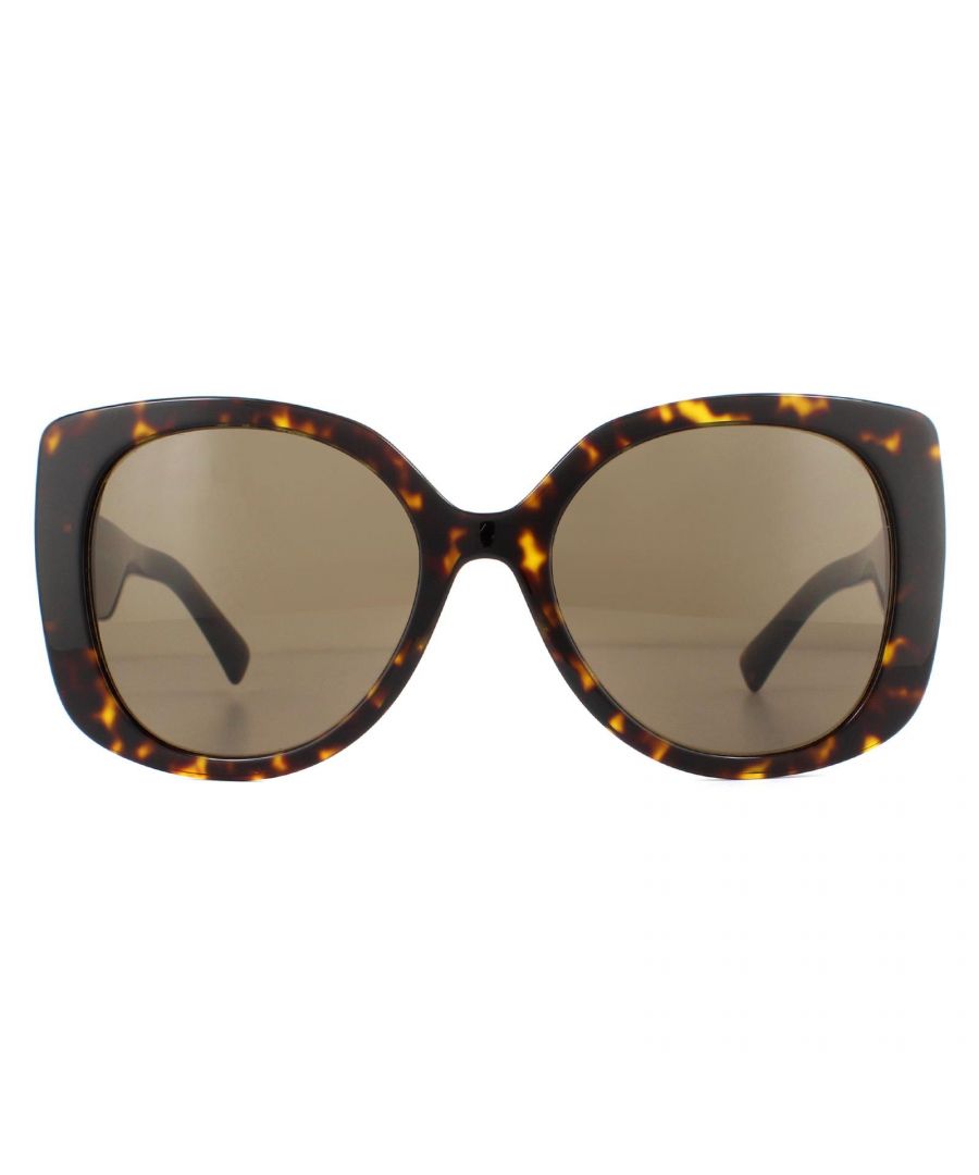 Versace Sunglasses VE4387 108/73 Havana Dark Brown are stunning chunky square style sunglasses  with thick temples and a metal Medusa head logo.