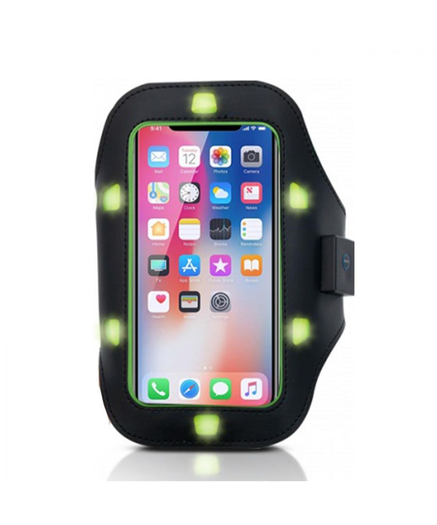 Aquarius LED Sports Armband for Smartphones.  Sporty and stylish, this high quality armband with LED feature is to keep you safe in dark surroundings.  It is made with high quality PVC material with unique design allowing easy access to all functions without having to remove the skin.  It's easy to install and has access to headphones so you can enjoy wonderful music when jogging, cycling, gym etc.\n\nFeatures:\nOne Size fits all with the adjustable velcro strap\nActive lightning with 6 x sewn in high Viz Green L. E.D.S\nVisibility when you need it most\nWeather/Splash proof\nTouchscreen accessible using the transparent window\nCan be seen upto 150 meters / 500 feet