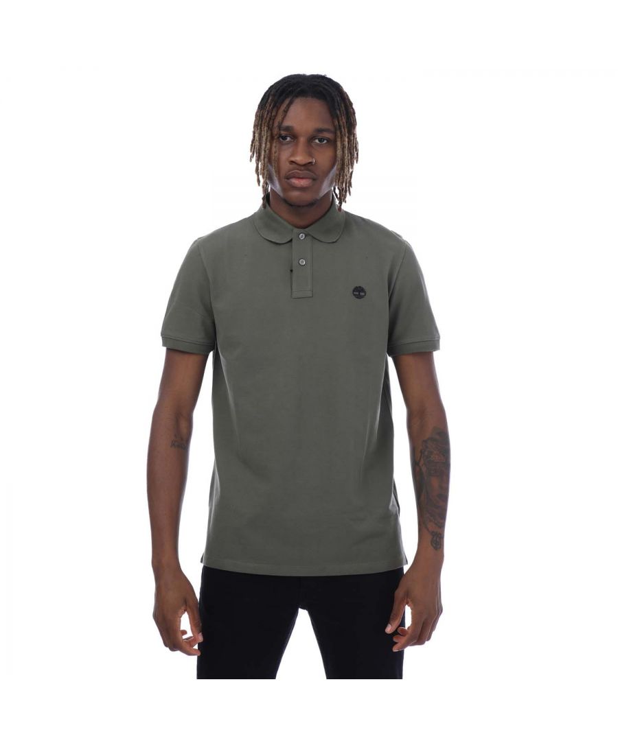 Timberland Mens Millers River Pique Polo Shirt in Khaki Cotton - Size Medium