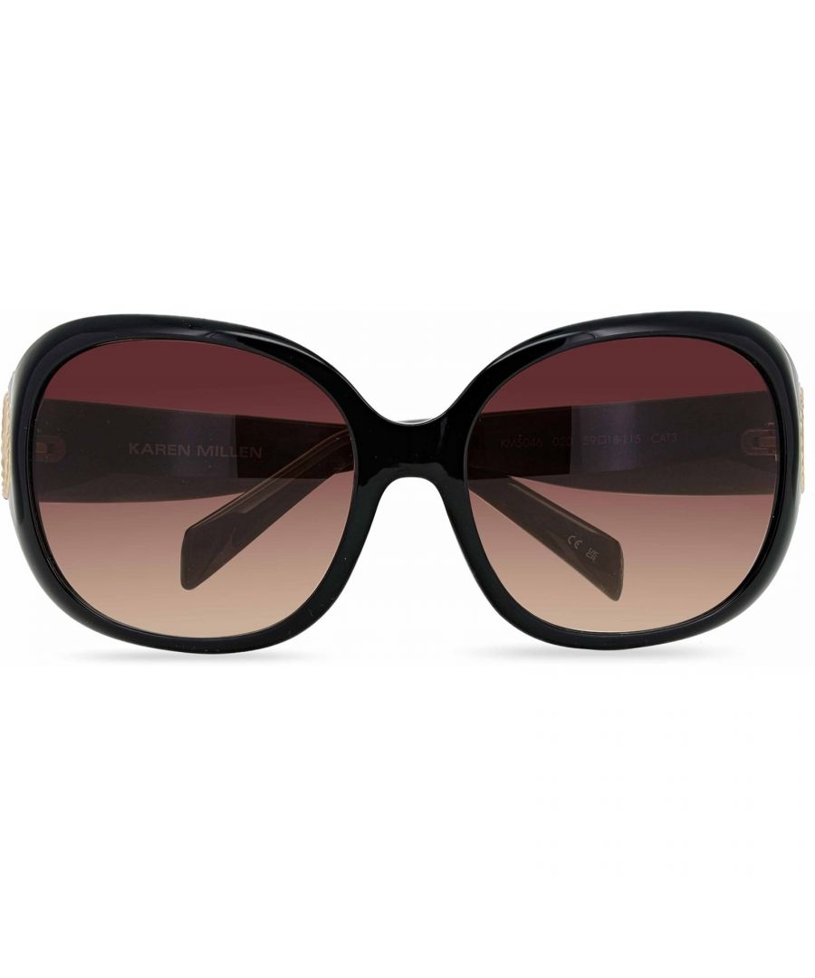 Karen Millen Butterfly Womens Black  Red Gradient  KM5046  KM5046 are a glamorous butterfly style crafted from lightweight acetate . Karen Millen's logo embellishes the slender temples for brand recognition.