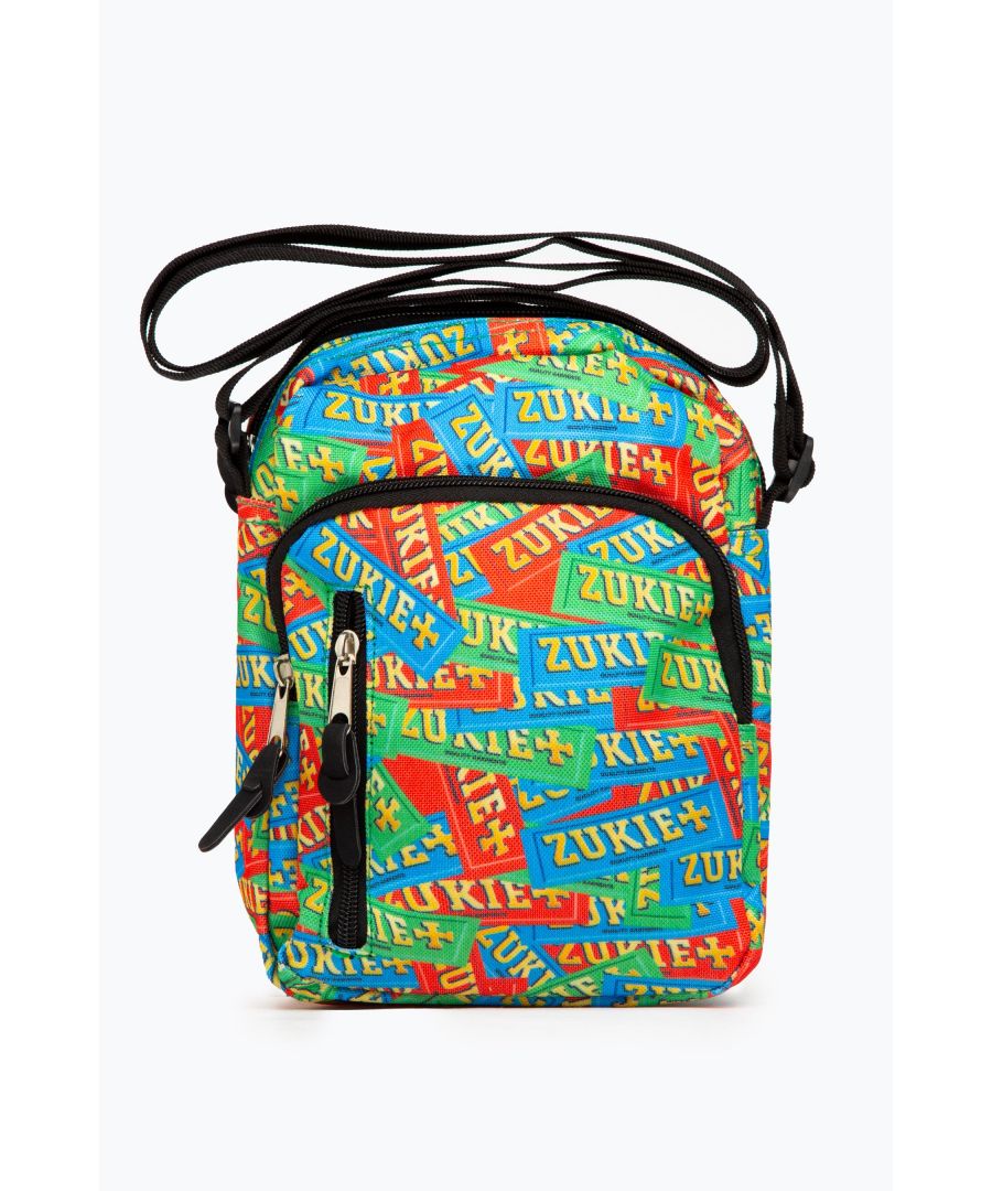 If you think the perfect festival accessory doesn’t exist, you clearly haven’t met the Zukie Rizzla Shoulder Pack Bag. Boasting an all-over Zukie rizla print in a red, blue and green colour palette and featuring a three zip compartments. The bag measures at 23cms x 18cms x 9cms with a (max) 144cms adjustable strap. Wipe clean only.