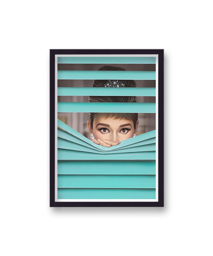 Image for Audrey Hepburn Peering Through Tiffany Coloured Blinds