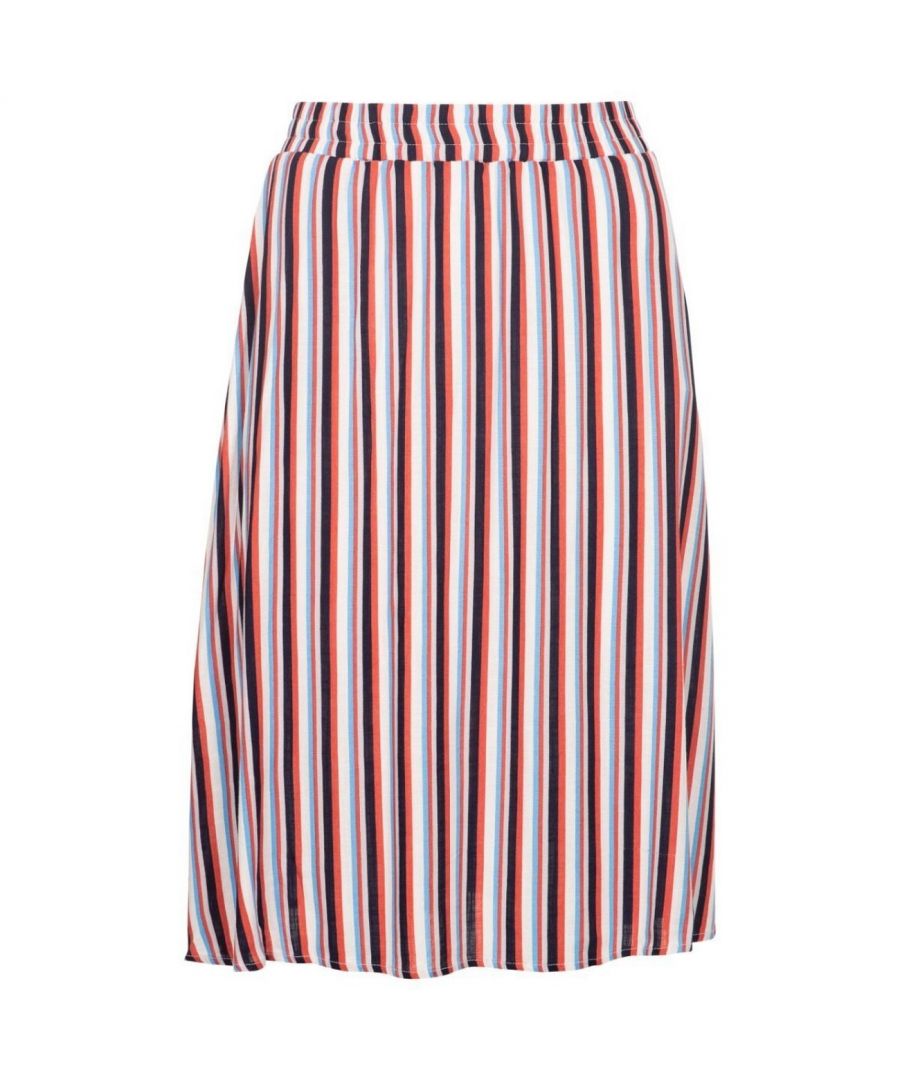 100% viscose. Stof: Geweven. Ontwerp: Streep. Elastische tailleband. Zakken: 1 zijzak.