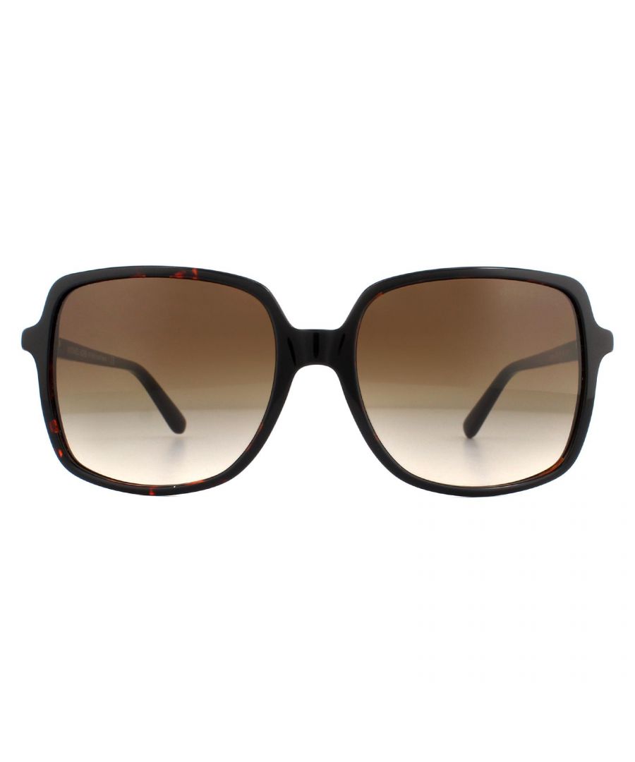 Michael Kors Sunglasses Isle of Palms MK2098U 378113 Dark Tortoise Smoke Gradient are an oversized square design crafted from lightweight acetate. Slender temples feature the MK logo in metal.