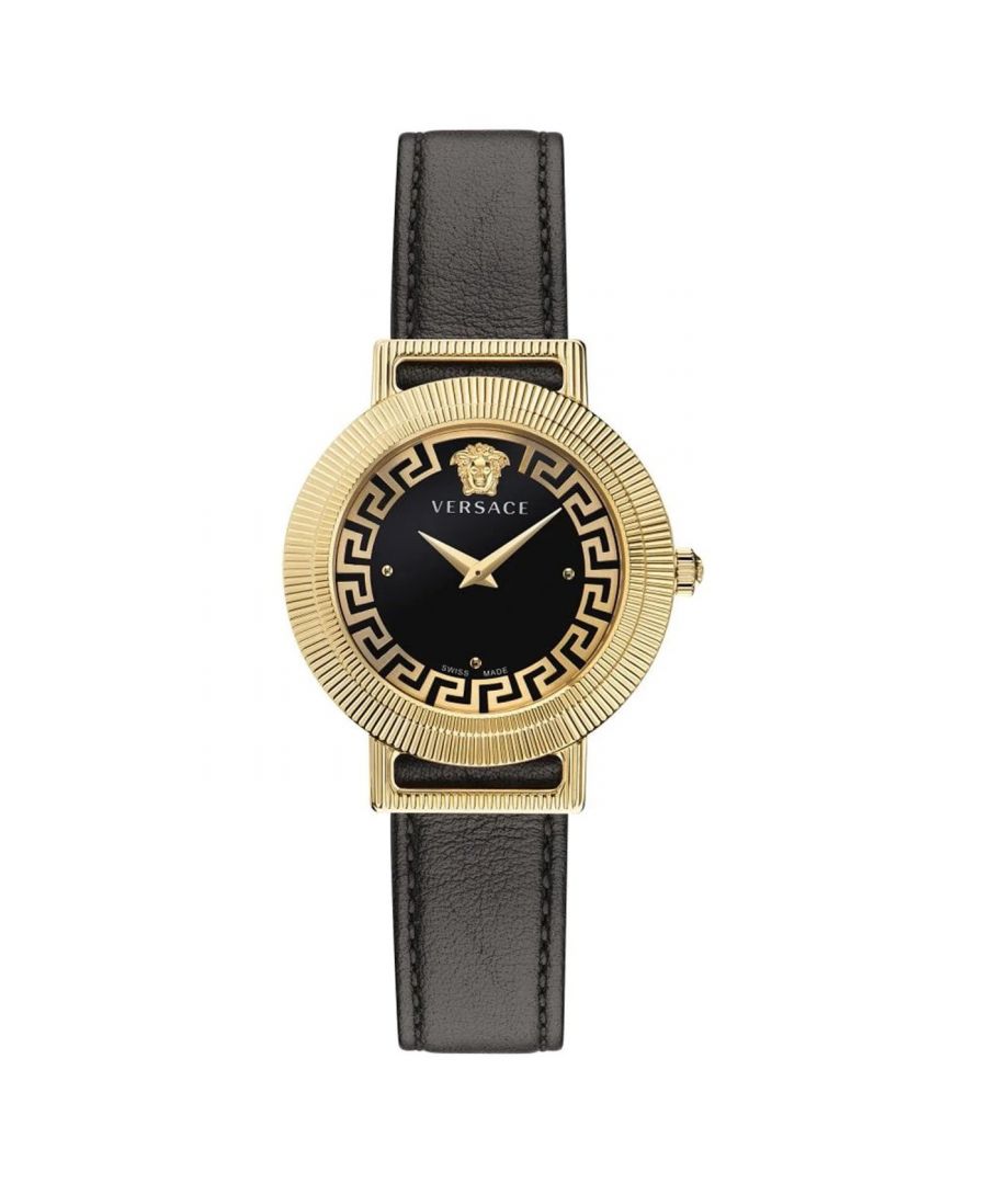 versace greca chic womens black watch ve3d00322 leather (archived) - one size