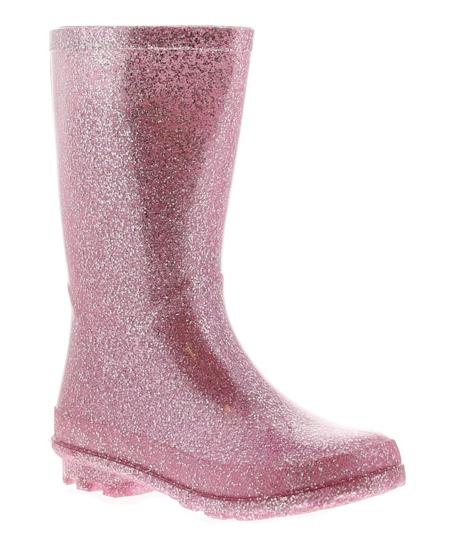 Image for Miss Riot Glitzy Girls Kids Wellies Wellington Boots Pink