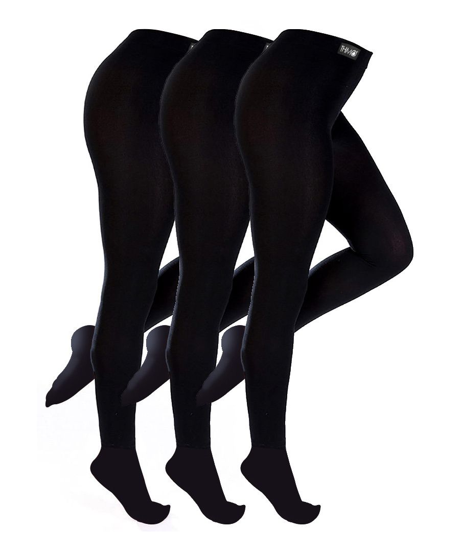 THMO - Ladies 3 Pack Thermal Footed TightsIf you're going to spend your time out in the cold, you might as well be comfortable. That's why we created these THMO Ladies Thermal Tights. If you're looking for a pair of thermal tights that are comfortable, warm and have a unique construction then these are a must!The thermal brushed inner provides extra warmth to the wearer's legs making them much warmer than a standard winter pair of tights and the 0.5 tog rating with excellent thermal fibres keeps warm air close to the skin and means these tights are suitable for all cold weather conditions.The soft to the skin material is comfortable and has been designed to be free of side seams so there is no irritation when wearing these tights. These tights also have a comfort gusset to ensure an extra comfortable fit.Not only are these tights super warm but they come in a 3 pair pack which makes them great value for money! The THMO logo badge is stitched in at the top of the garment, separating your tights fashion from the rest. Remember... BE WARM, THINK THMO.These tights come in a 3 pack and are available in Black, they’re made from 90% Polyester, 10% Elastane and come in 3 Ladies Sizes: Small (8-10, 38-40in), Medium (12-14, 42-44in) & Large (16-18, 46-48in). They are Machine Washable.Extra Product DetailsLadies Heat Holders TightsThermal Brushed Inner0.5 Tog RatingComfortable FitThick & Extra WarmComfort GussetSoft To The SkinGreat Value For MoneyFree Of Side SeamsUnique ConstructionAvailable In Black3 Size Options: S, M & LMachine Washable