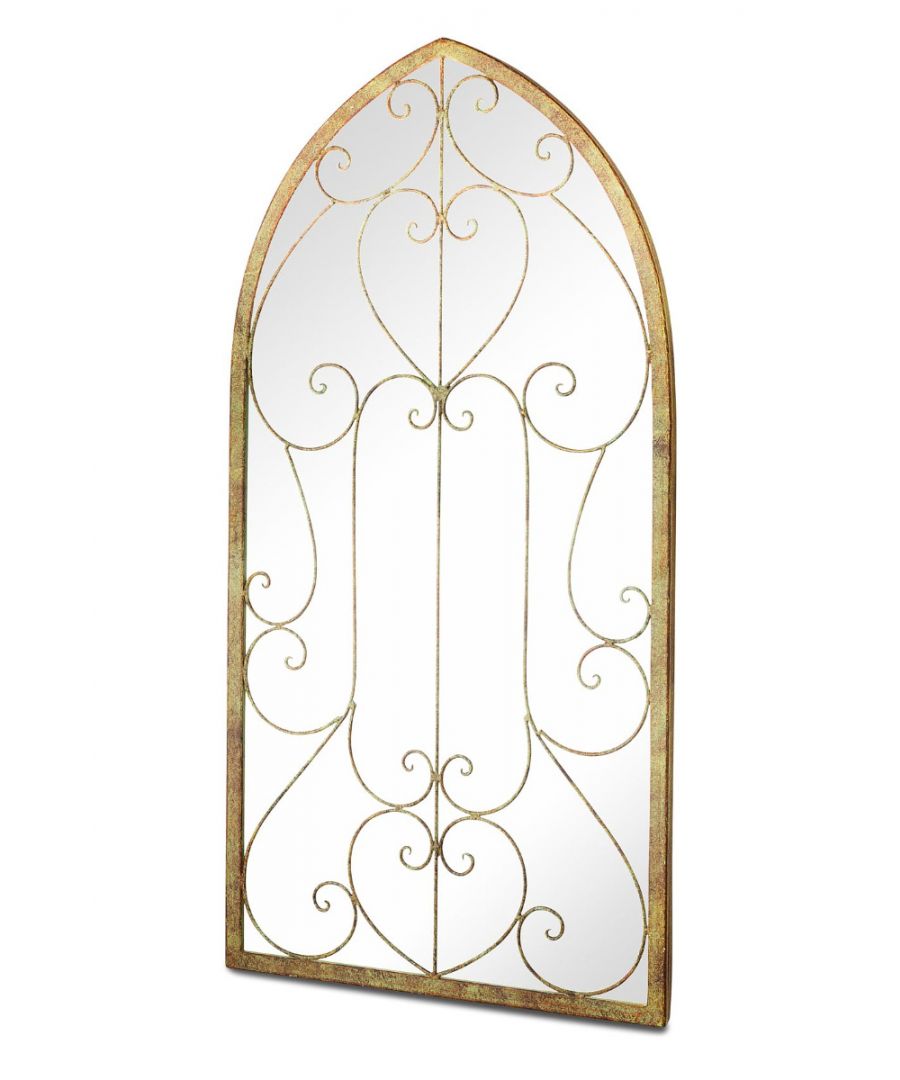 Image for Kirkby Metal Arch shaped Decorative Window Garden Mirror 100cm X 50cm