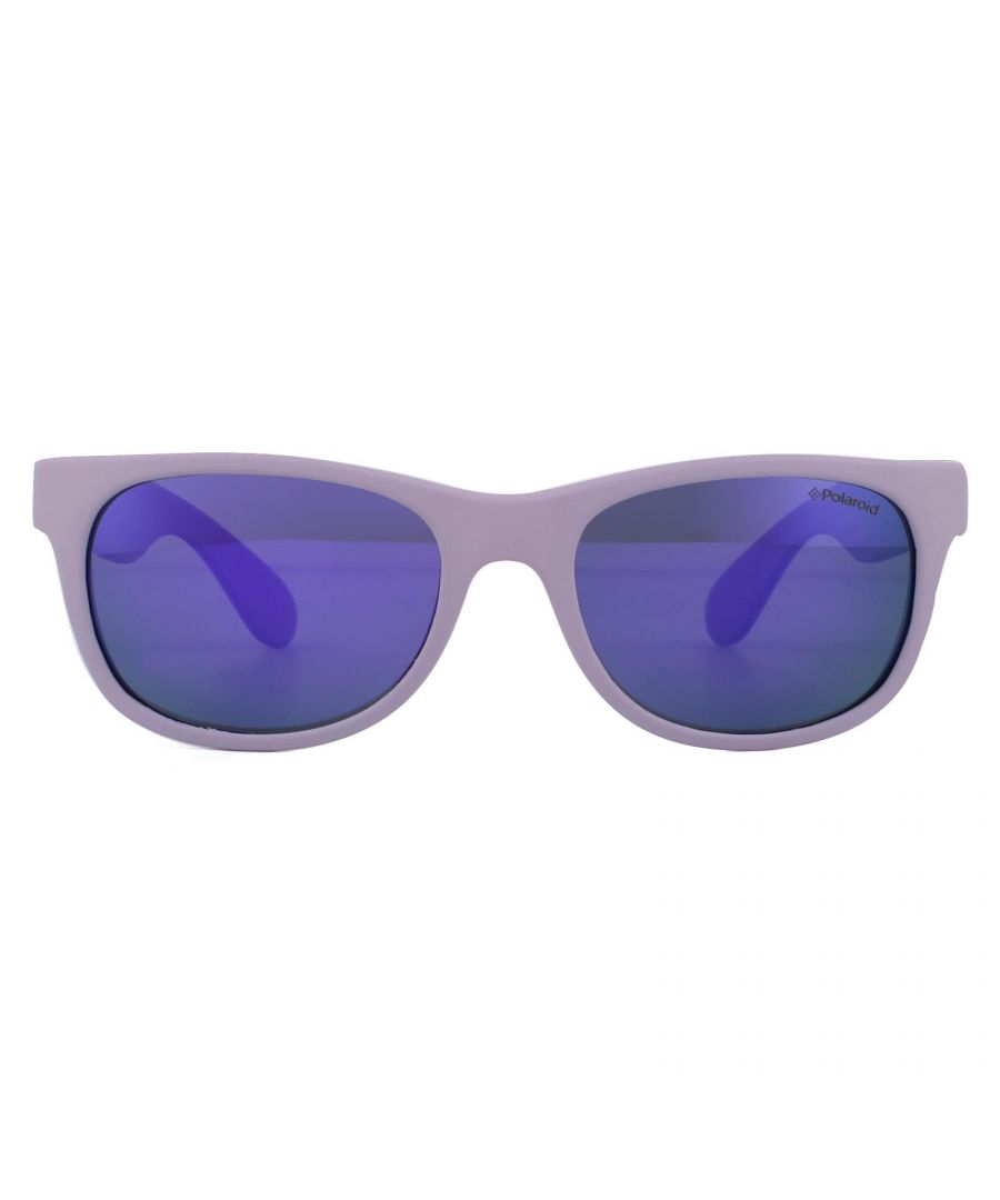 Polaroid Kids Sunglasses P0300 141 MF Violet Violet Mirror Polarized are a classic wayfarer style sized for kids in some bright funky colours with 100% UV protection and the Polarized lenses removing glare and protecting your child's eyes even more.