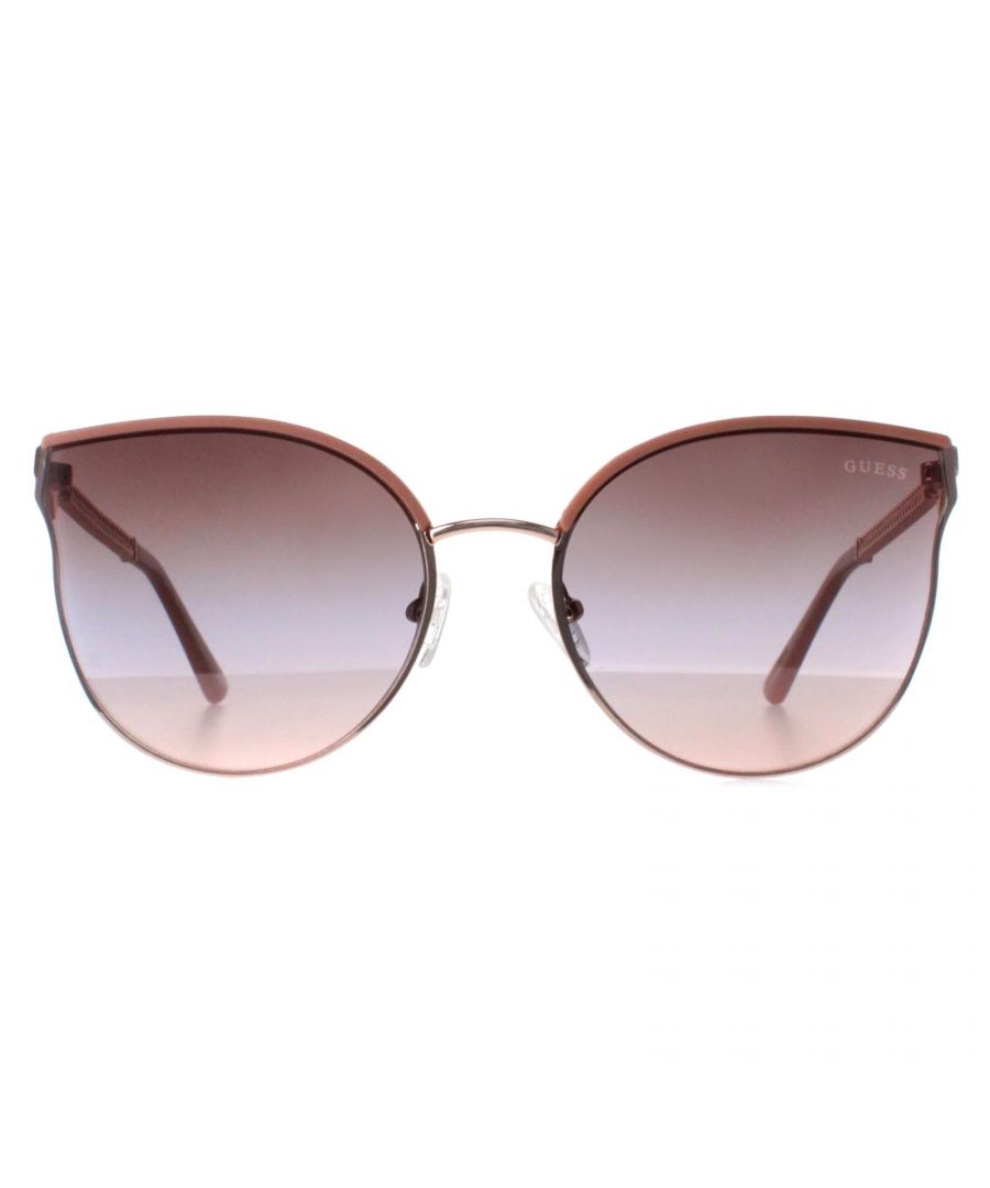 Guess Cat Eye Womens Shiny Rose Gold Bordeaux Gradient GF6092 Metal - Secret Sales