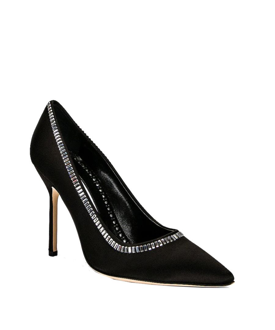 - Composition: 100% silk - Leather lining, insole, sole - Pointed toe - Crystal embellishments - Branded insole - Heel 10 cm / 3,93 in - Made in Italy - MPN 32222020001_105 - Gender: WOMEN - Code: SHO OH 2 PM 01 O51 S3 T
