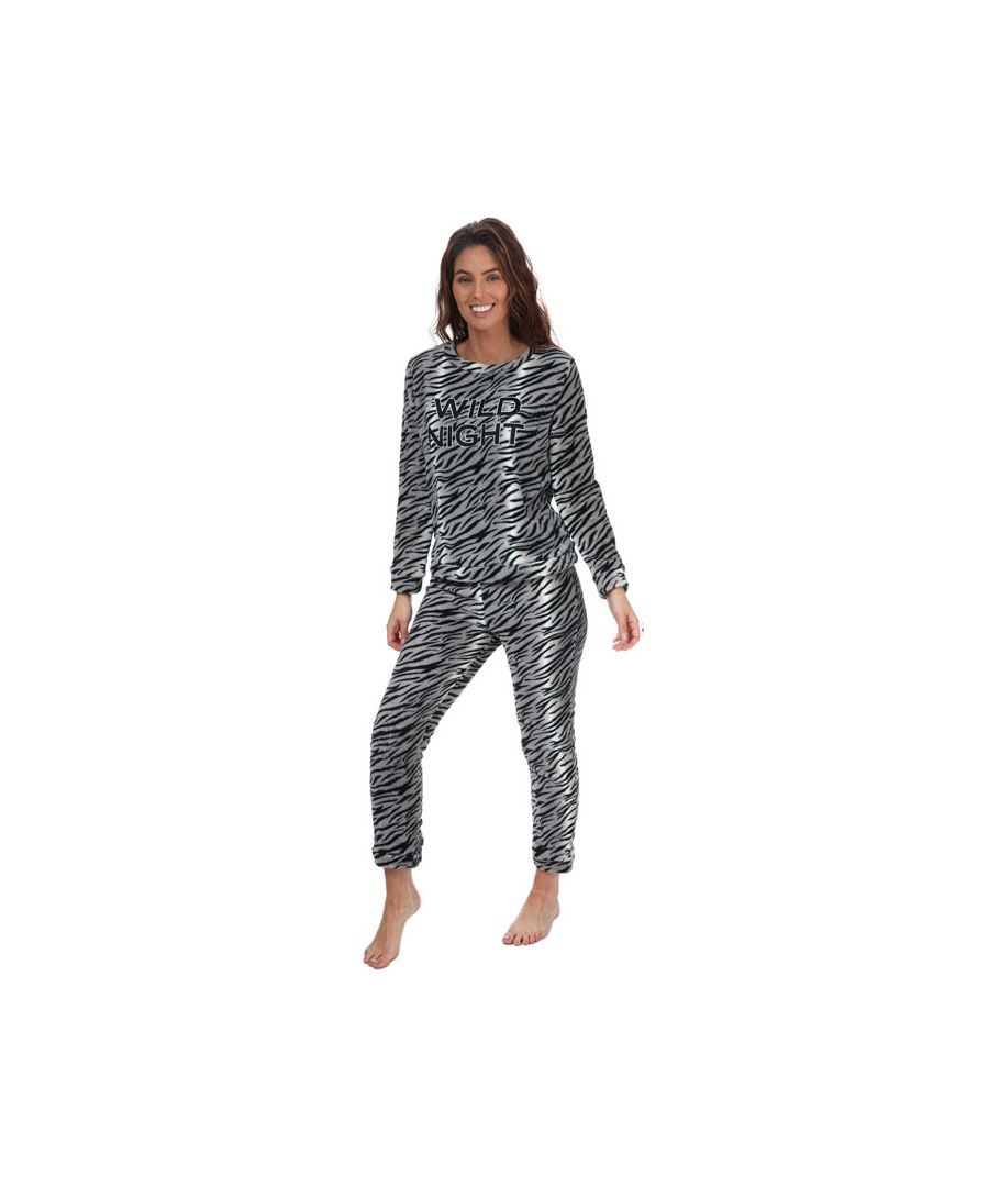 Image for Women's Brave Soul Tiger Print Fleece Pyjama Set in Animal Print