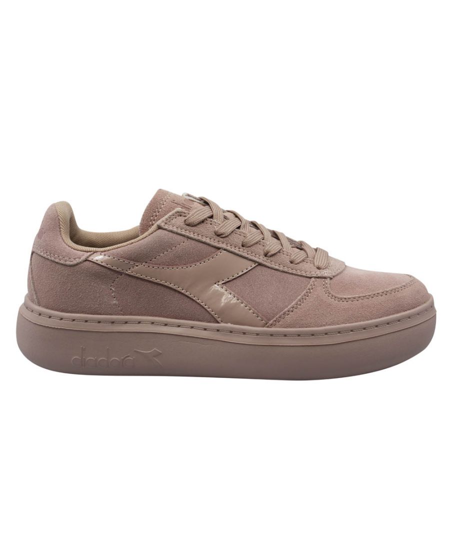Diadora B Elite Wide Nubuck Leather Blush Pink Lace Up Unisex Trainers 50036
