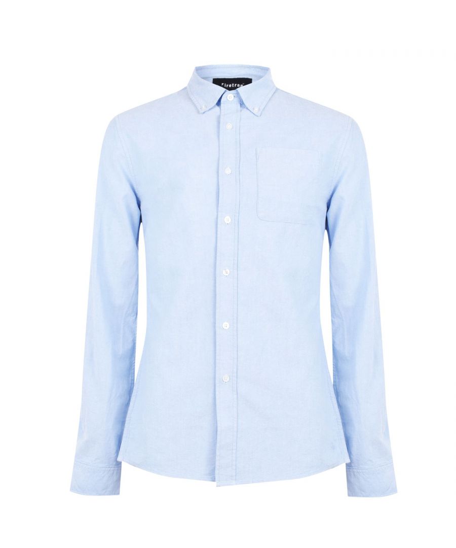 Firetrap Mens Basic Oxford Shirt - Blue Cotton - Size Small