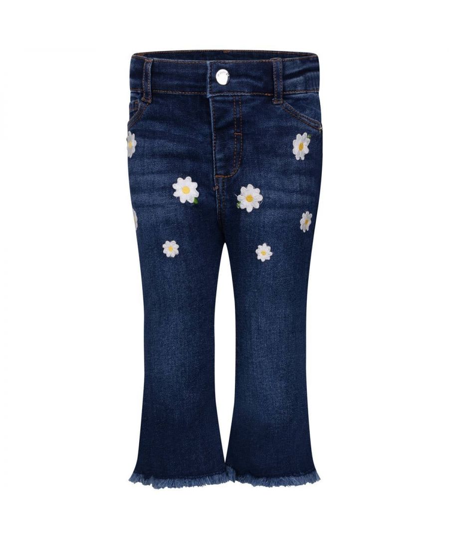 Mayoral Baby Girls Blue Denim Daisy Jeans - Size 6M