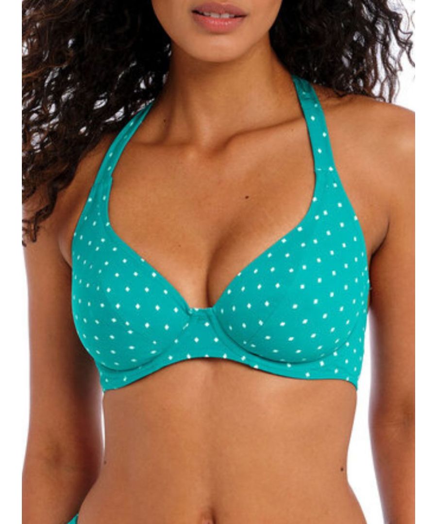 Freya Womens Jewel Cove Halter Bikini Top - Green Polyamide - Size 34D