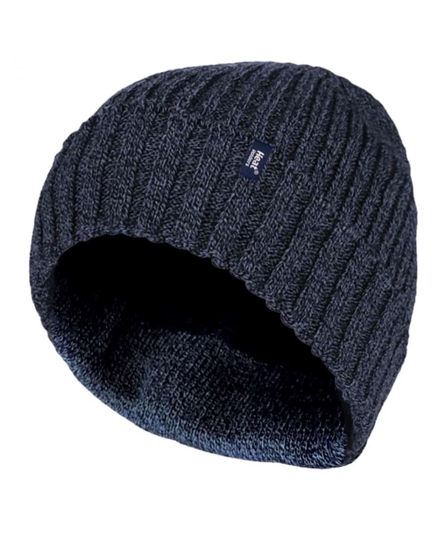 Image for Men's 3.6 tog Fleece Lined Thermal Turn Over Cuff Winter Beanie Hat