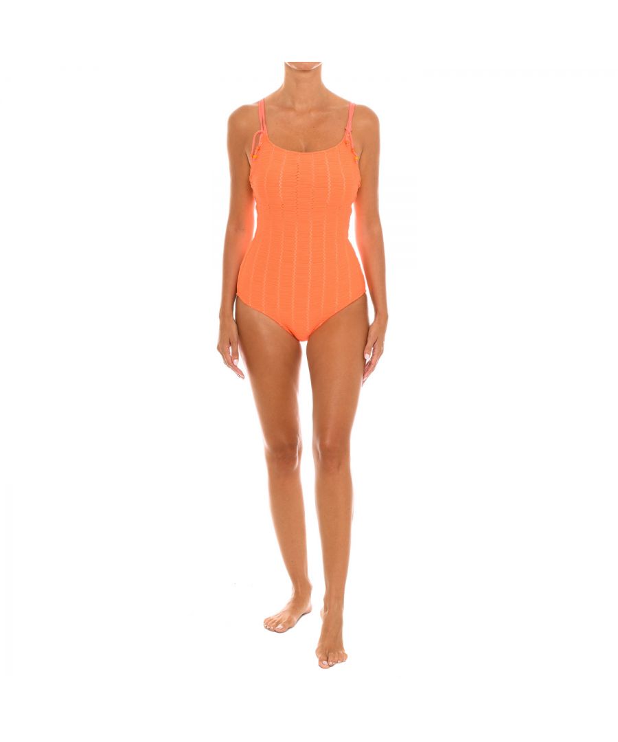 Teleno Womenss round neckline swimsuit EB0216B - Orange - Size 36B