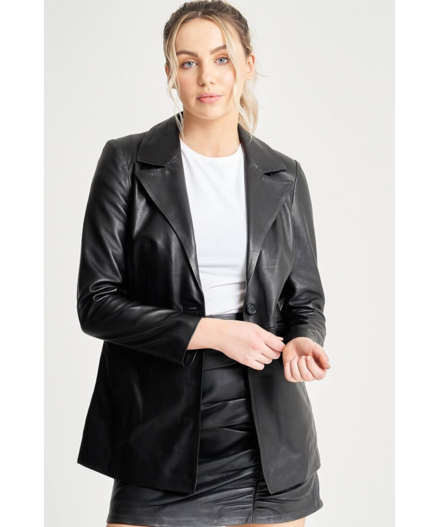 This classic black leather blazer is a wardrobe assassin. It is effortless to style with both casual and formal attire and can be quickly thrown over your shoulders for a chic addition to any outfit. Made from real sheep leather, this soft blazer is surprisingly lightweight. With a simple button fastening, this item looks great when worn open or closed.