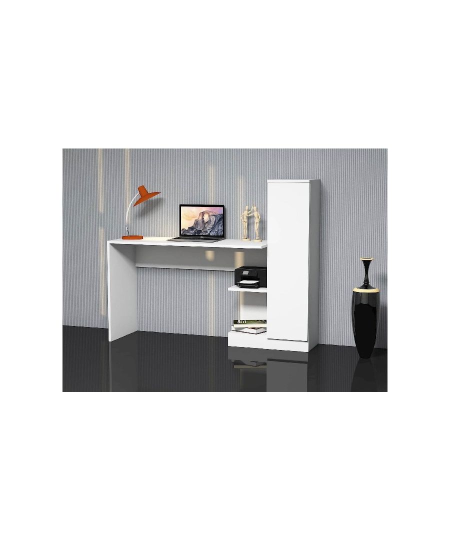 This modern and functional desk is the perfect solution to make your work more comfortable. Suitable for supporting all PCs and printers. Thanks to its design it is ideal for both home and office. Easy-to-clean and easy-to-assemble mounting kit included. Color: White | Product Dimensions: W148,2xD45xH120 cm | Material: Melamine Chipboard | Product Weight: 34,50 Kg | Supported Weight: 20 Kg | Packaging Weight: 34,80 Kg | Number of Boxes: 1 | Packaging Dimensions: W130xD68xH10 cm.