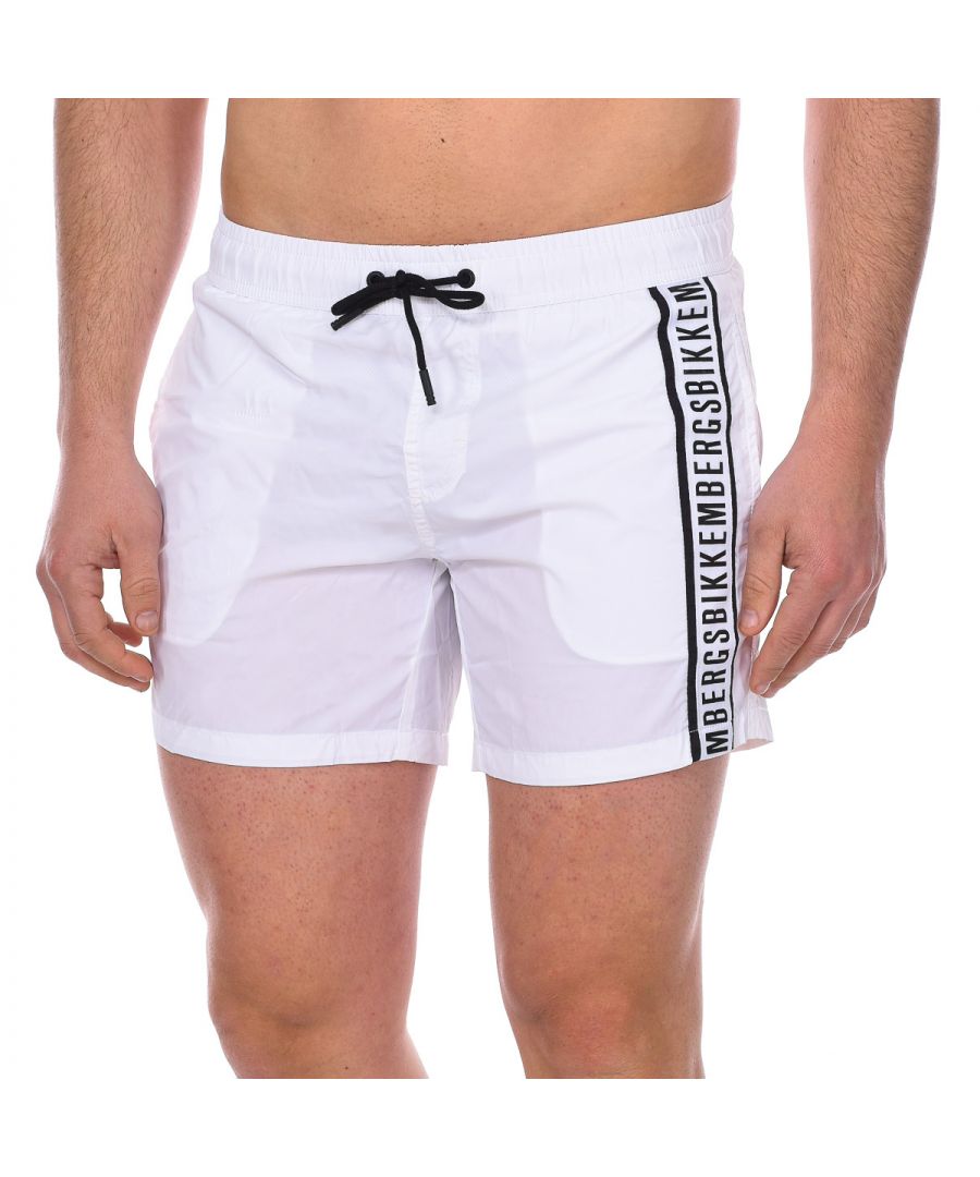 Bikkembergs Mens Tape shorts - White - Size Medium