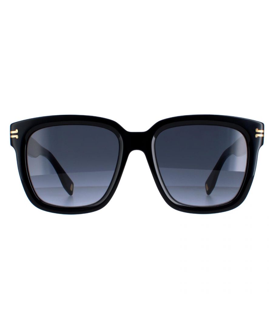 Marc Jacobs Square Womens Black and Gold Grey Gradient 1035/S  Sunglasses are a stylish square style crafted from lightweight acetate. The Marc Jacobs logo features on the inside of the temples for authenticity.
