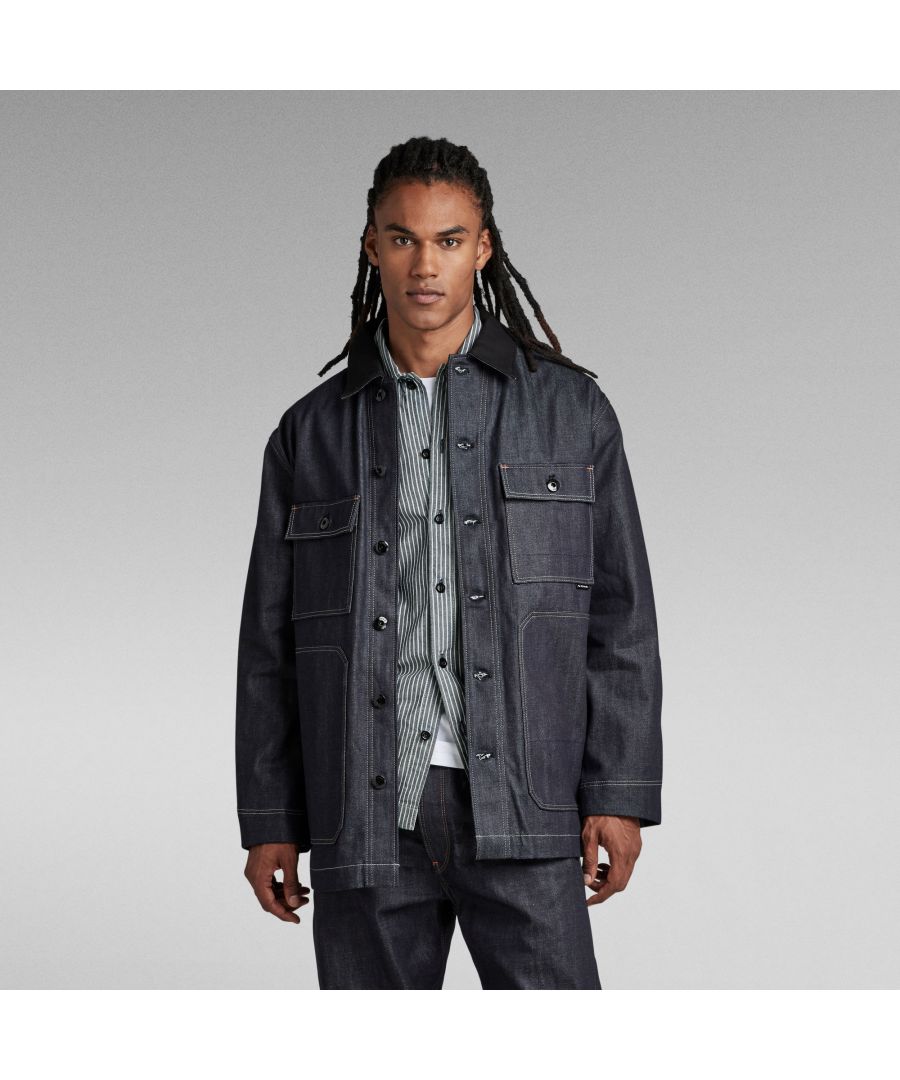 G Star Raw Mens G-Star RAW Unisex Premium Chore Evergreen Jacket - Navy Cotton - Size Large
